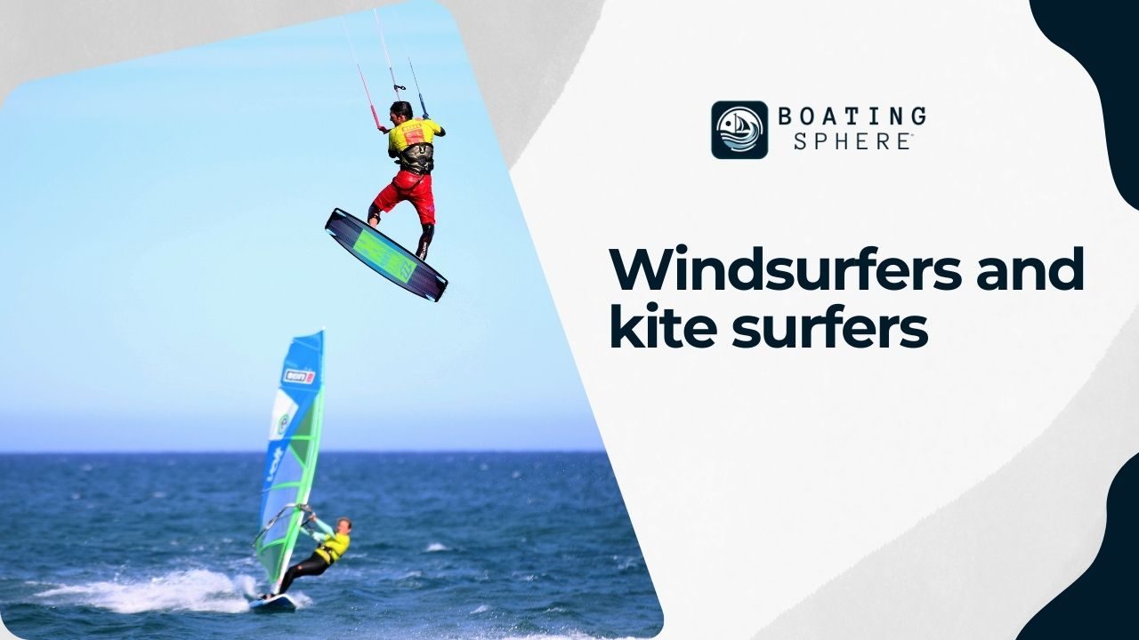 Windsurfers and kite surfers