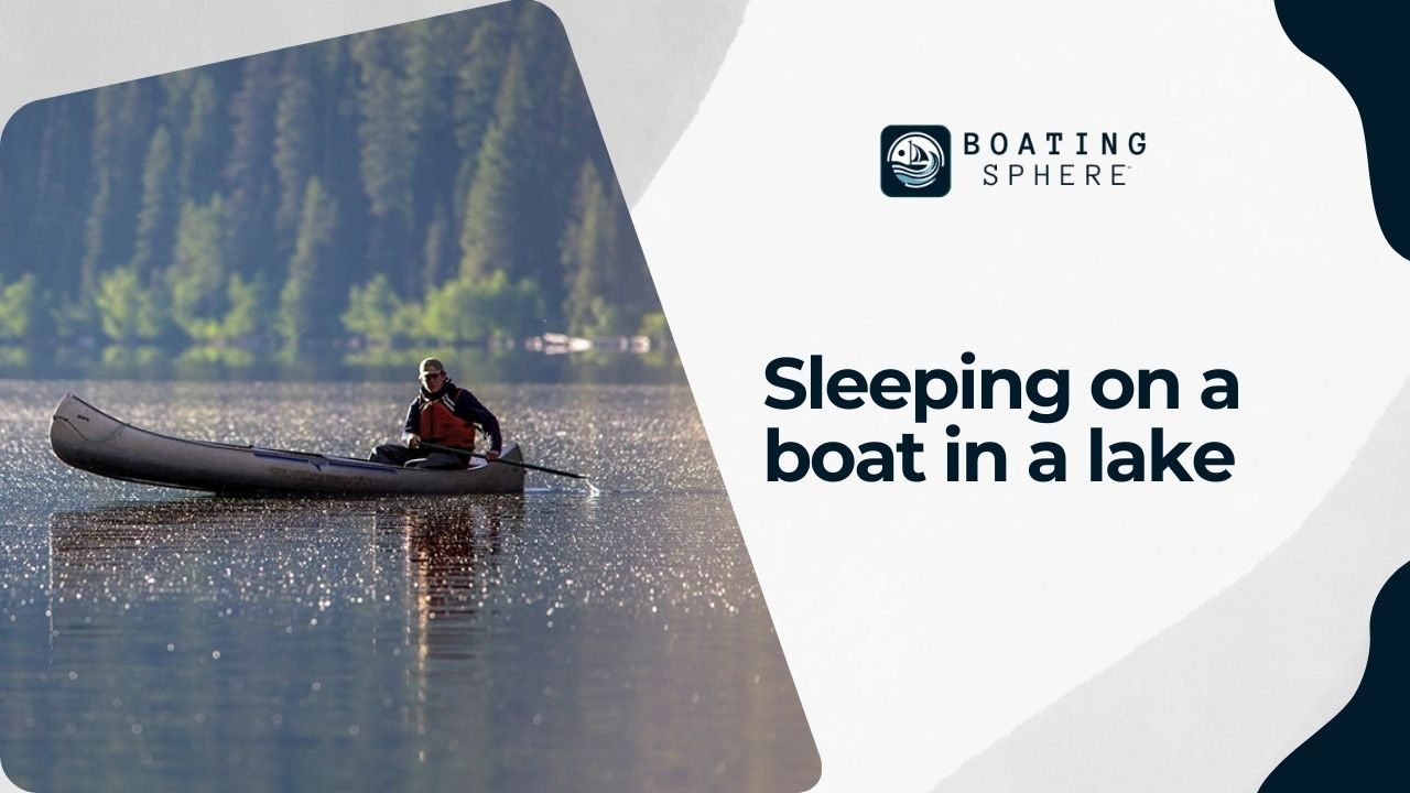 A peaceful setting for sleeping on a boat surrounded by the calm waters of a lake.