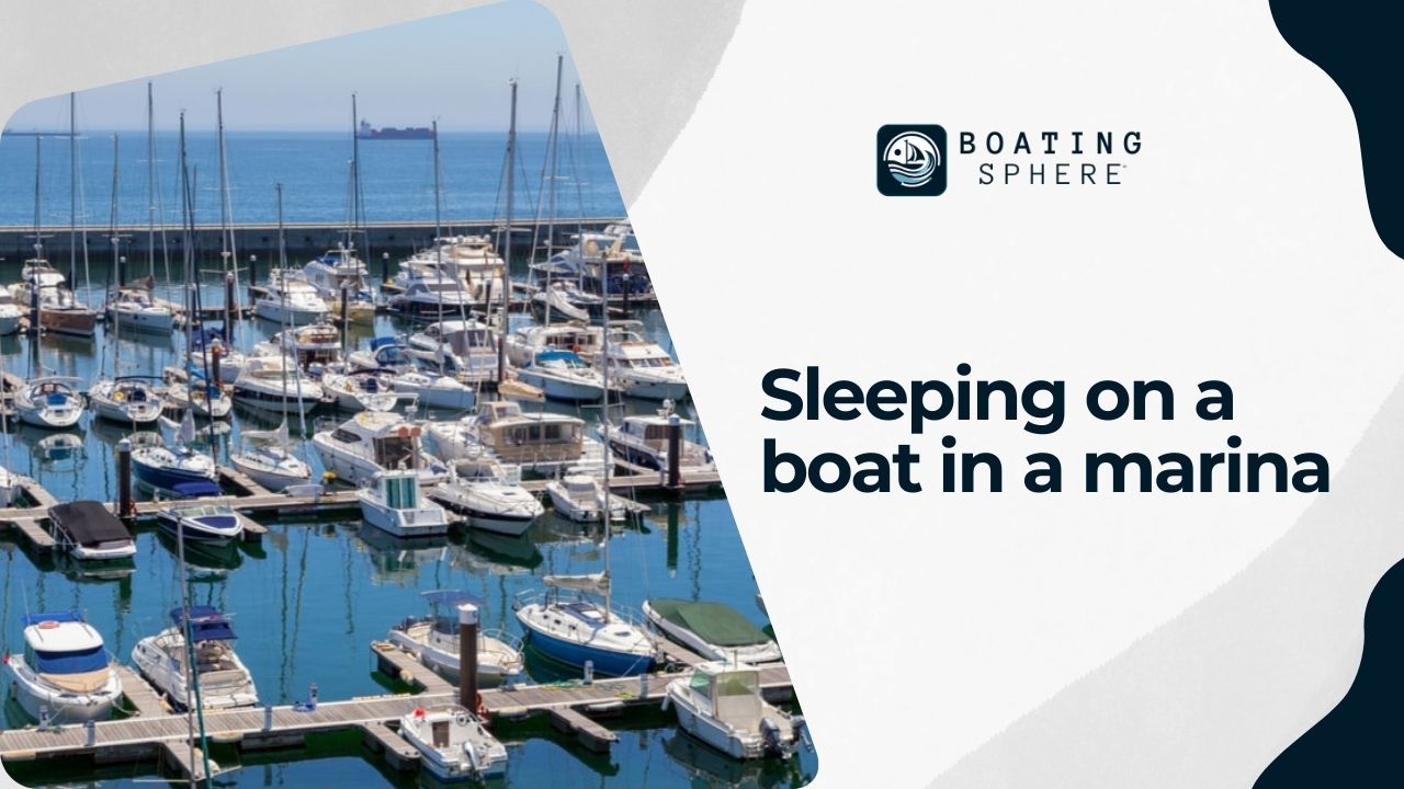 A serene scene of sleeping on a boat docked in a peaceful marina.