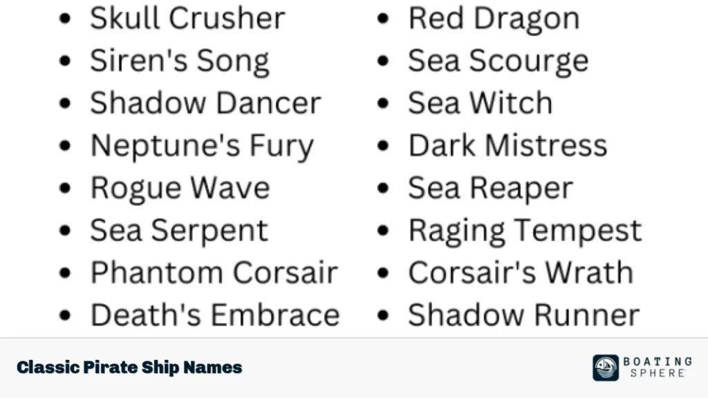 Classic Pirate Ship Names